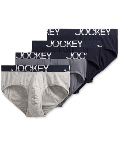 Shop Jockey Activestretch Brief - 4 Pack In Gray