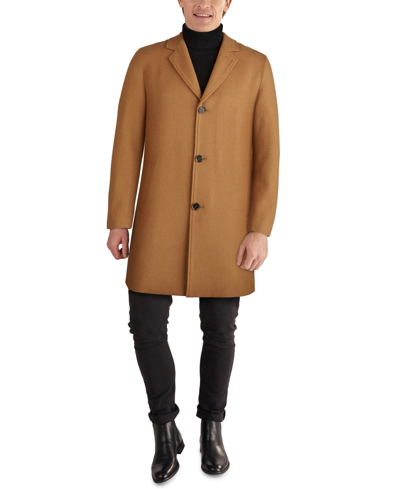 Shop Cole Haan Men's Melton Classic-fit Topcoat In Tan/beige