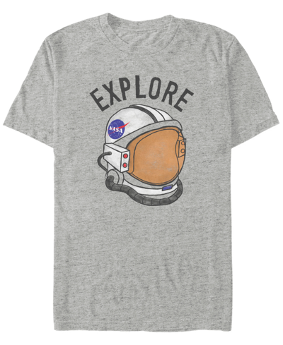Shop Fifth Sun Nasa Men's Explore Retro Helmet Logo Short Sleeve T- Shirt In Gray