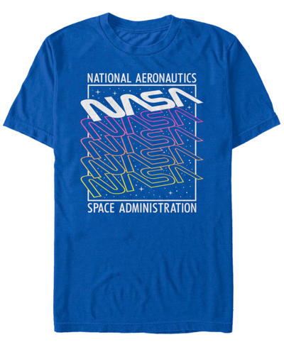 Shop Fifth Sun Nasa Men's Neon Colors Space Administration Short Sleeve T- Shirt In Blue
