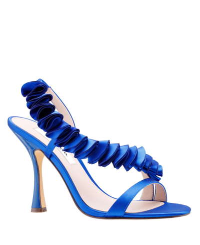 Shop Nina Women's Claudy Ruffle Evening Sandals Women's Shoes In Blue