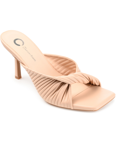 Shop Journee Collection Women's Greer Pleated Sandals Women's Shoes In Tan/beige