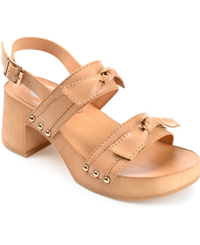 Shop Journee Collection Women's Tia Platform Sandals Women's Shoes In Tan/beige