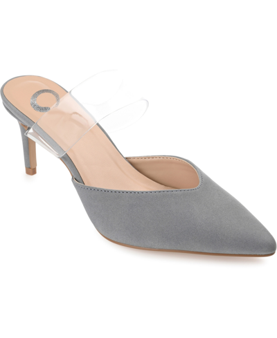 Shop Journee Collection Women's Ollie Lucite Strap Heels Women's Shoes In Gray