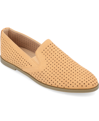 Shop Journee Collection Women's Lucie Perforated Loafers Women's Shoes In Tan/beige