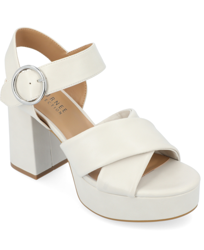 Shop Journee Collection Women's Akeely Platform Sandals Women's Shoes In White