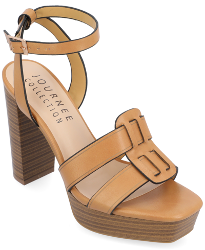 Shop Journee Collection Women's Mandilyn Platform Sandals Women's Shoes In Tan/beige