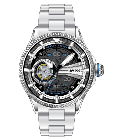 Shop Avi-8 Men's Hawker Hunter Avon Automatic Diamonds Silver Tone Stainless Steel Bracelet Watch, 44mm