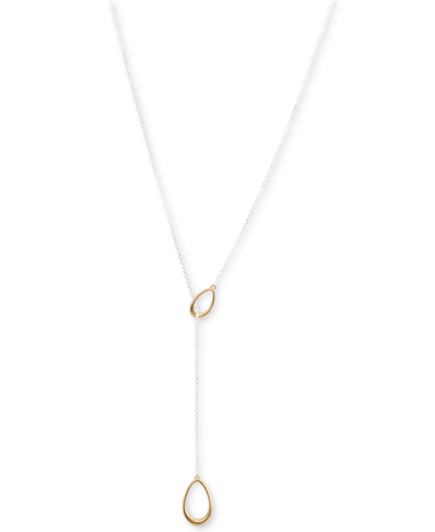 Shop Lucky Brand Two-tone Teardrop 28" Lariat Necklace In Yellow