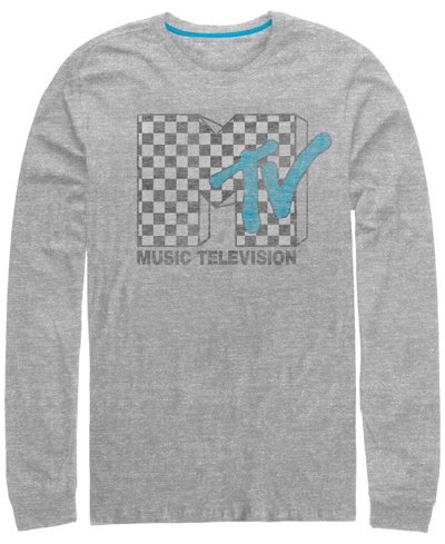 Shop Fifth Sun Men's Distressed Retro Checkered Logo Long Sleeve T- Shirt In Gray