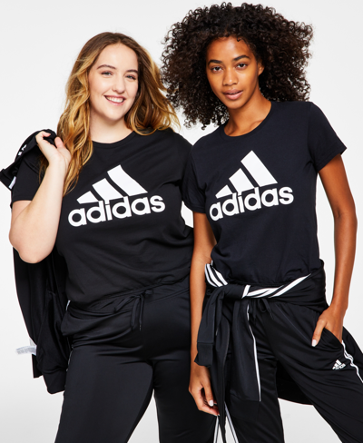Shop Adidas Originals Adidas Women's Essentials Logo Cotton T-shirt, Xs-4x In Black