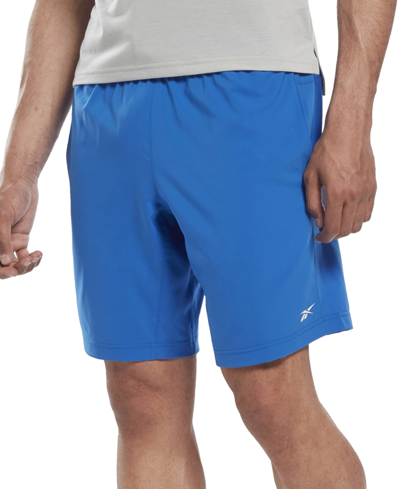 Shop Reebok Men's Regular-fit Moisture-wicking 9" Woven Drawstring Shorts In Blue
