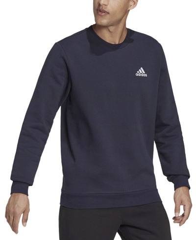 Shop Adidas Originals Adidas Men's Feel Cozy Essentials Classic-fit Embroidered Logo Fleece Sweatshirt In Blue