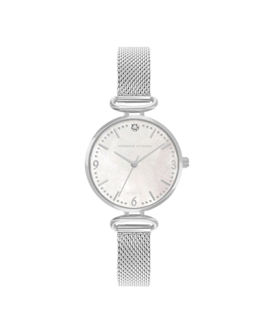 Shop Adrienne Vittadini Women's Silver-tone Metal Strap Watch 34mm