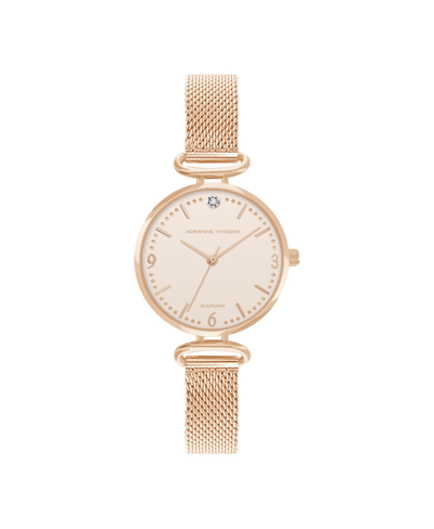 Shop Adrienne Vittadini Women's Rose Gold-tone Metal Strap Watch 34mm In Pink