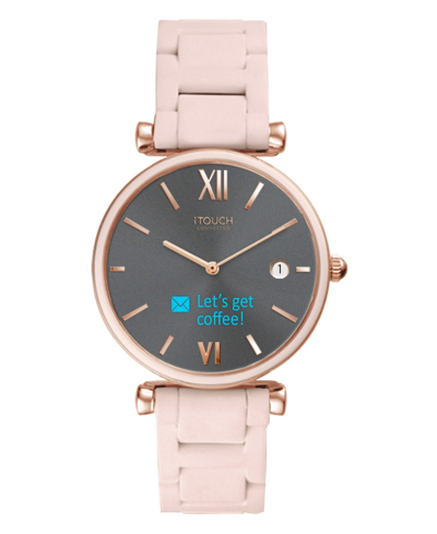 Shop Itouch Connected Women's Hybrid Smartwatch Fitness Tracker: Rose Gold Case With Blush Metal Strap 38mm In Pink