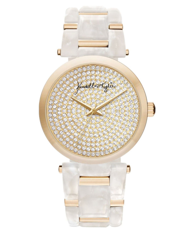 Shop Kendall + Kylie Women's  Mother Of Pearl Link With Gold Tone Accents Stainless Steel Strap Analog Wat In Multi
