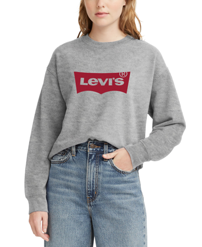 Shop Levi's Women's Logo Crewneck Sweatshirt In Gray