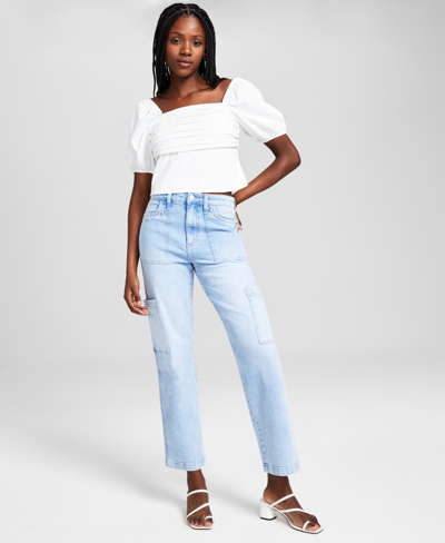Shop And Now This Women's High Rise Utility Denim Jeans In Blue