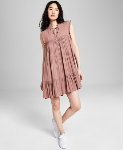 Shop And Now This Women's Sleeveless Tiered Dress In Brown