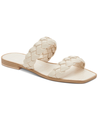 Shop Dolce Vita Women's Indy Braided Double Band Slide Flat Sandals Women's Shoes In Ivory/cream