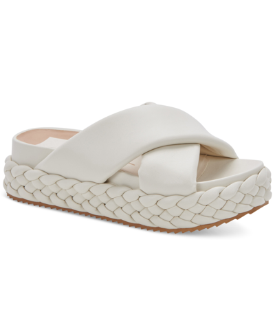 Shop Dolce Vita Women's Blume Criss-cross Braided Platform Footbed Slide Sandals Women's Shoes In Ivory/cream