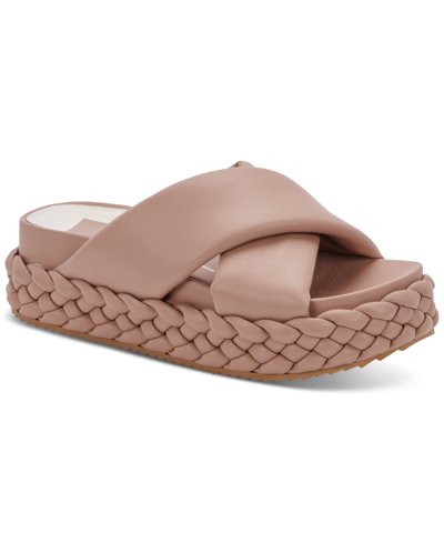 Shop Dolce Vita Women's Blume Criss-cross Braided Platform Footbed Slide Sandals Women's Shoes In Brown