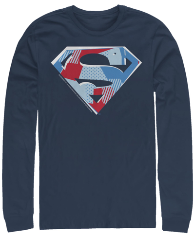 Shop Fifth Sun Men's Superman Cutout Logo Long Sleeve Crew T-shirt In Blue
