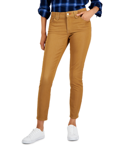 Shop Tommy Hilfiger Women's Th Flex Waverly Sateen Skinny Pants In Brown