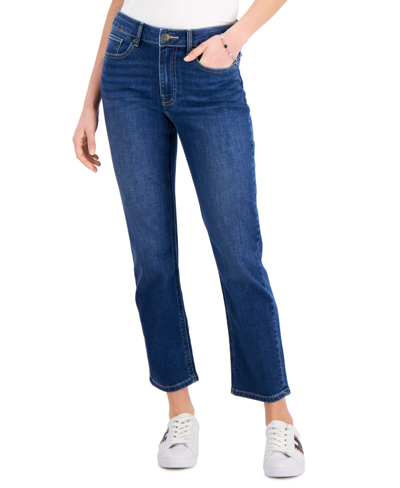 Shop Tommy Hilfiger Women's Tribeca Th Flex Straight Leg Ankle Jeans In Blue
