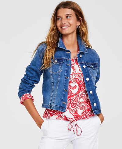 Shop Tommy Hilfiger Women's Th Flex Denim Jacket In Blue