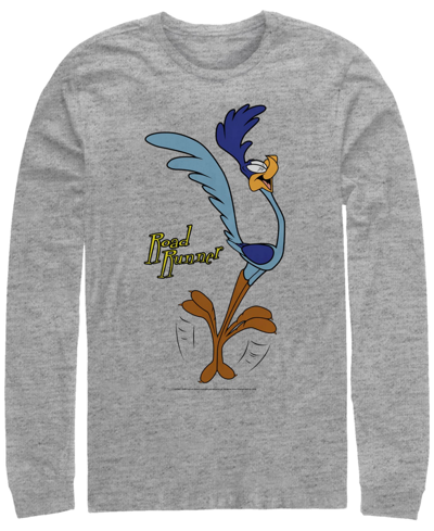 Shop Fifth Sun Men's Looney Tunes Faces Of Road Runner Long Sleeve Crew T-shirt In Gray