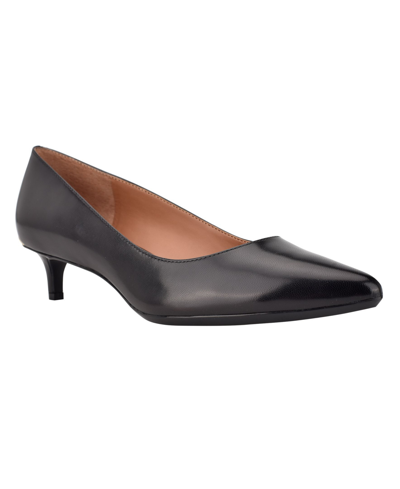 Shop Calvin Klein Women's Gabrianna Pointed Toe Kitten Heel Pumps In Black