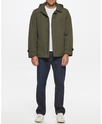 Shop Cole Haan Men's Classic Hooded Rain Jacket In Green