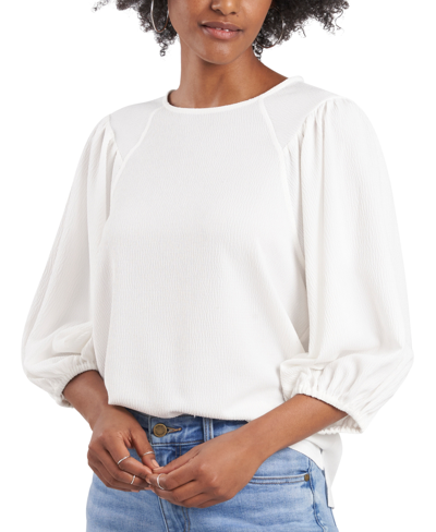 Shop Vince Camuto Women's Puff Sleeve Knit Top In White