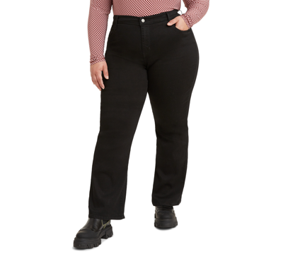 Shop Levi's Trendy Plus Size 725 High-rise Bootcut Jeans In Black