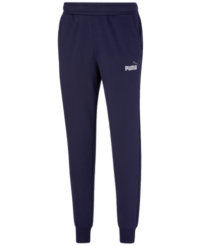 Shop Puma Men's Embroidered Logo Fleece Jogger Sweatpants In Blue