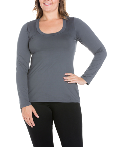 Shop 24seven Comfort Apparel Women's Plus Size Long Sleeves T-shirt In Gray