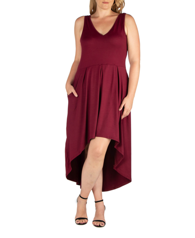 Shop 24seven Comfort Apparel Women's Plus Size High Low Party Dress In Red