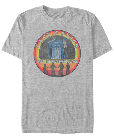 Shop Fifth Sun Men's Stranger Things Castle Stamper Short Sleeve T-shirt In Gray
