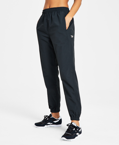 Shop Reebok Women's Pull-on Logo Minimalist Track Pants In Black