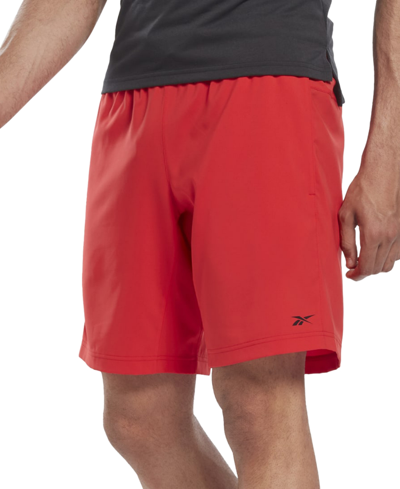 Shop Reebok Men's Regular-fit Moisture-wicking 9" Woven Drawstring Shorts In Red