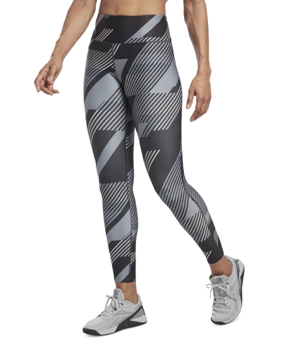 Shop Reebok Women's Work Out Ready Train Printed Tights In Black