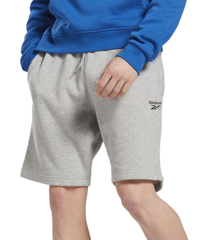 Shop Reebok Men's Identity Regular-fit Logo-print Sweat Shorts In Gray