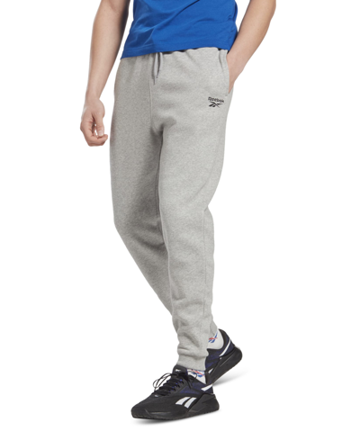 Shop Reebok Men's Identity Classic Fleece Drawstring-waist Logo Jogger Pants In Gray