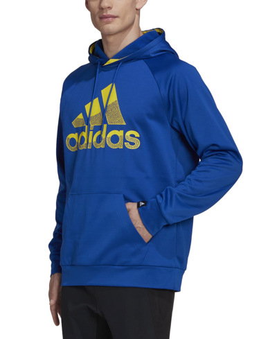 Shop Adidas Originals Adidas Men's Game And Go Pullover Logo Hoodie In Blue