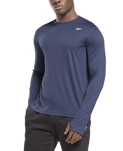 Shop Reebok Men's Classic Fit Long-sleeve Training Tech T-shirt In Blue