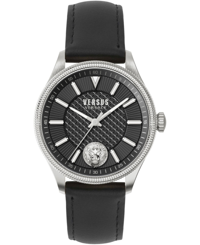 Shop Versus By Versace Men's Colonne Black Leather Strap Watch 45mm In Silver