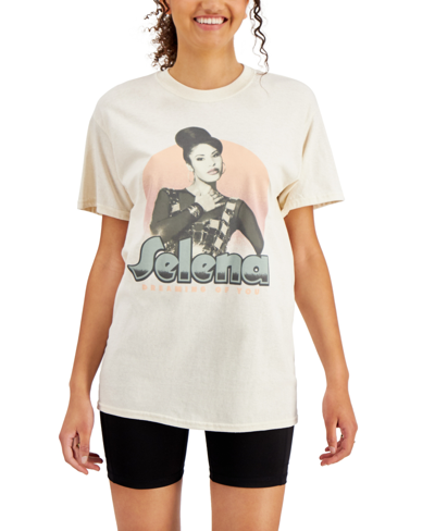 Shop Hybrid Love Tribe Juniors' Cotton Selena Graphic-print T-shirt In Tan/beige