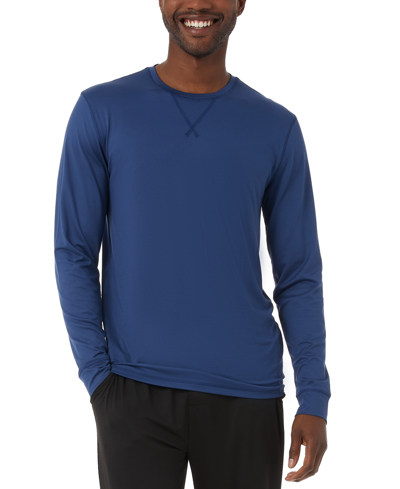 Shop 32 Degrees Men's Crewneck Long-sleeve Pajama Shirt In Blue